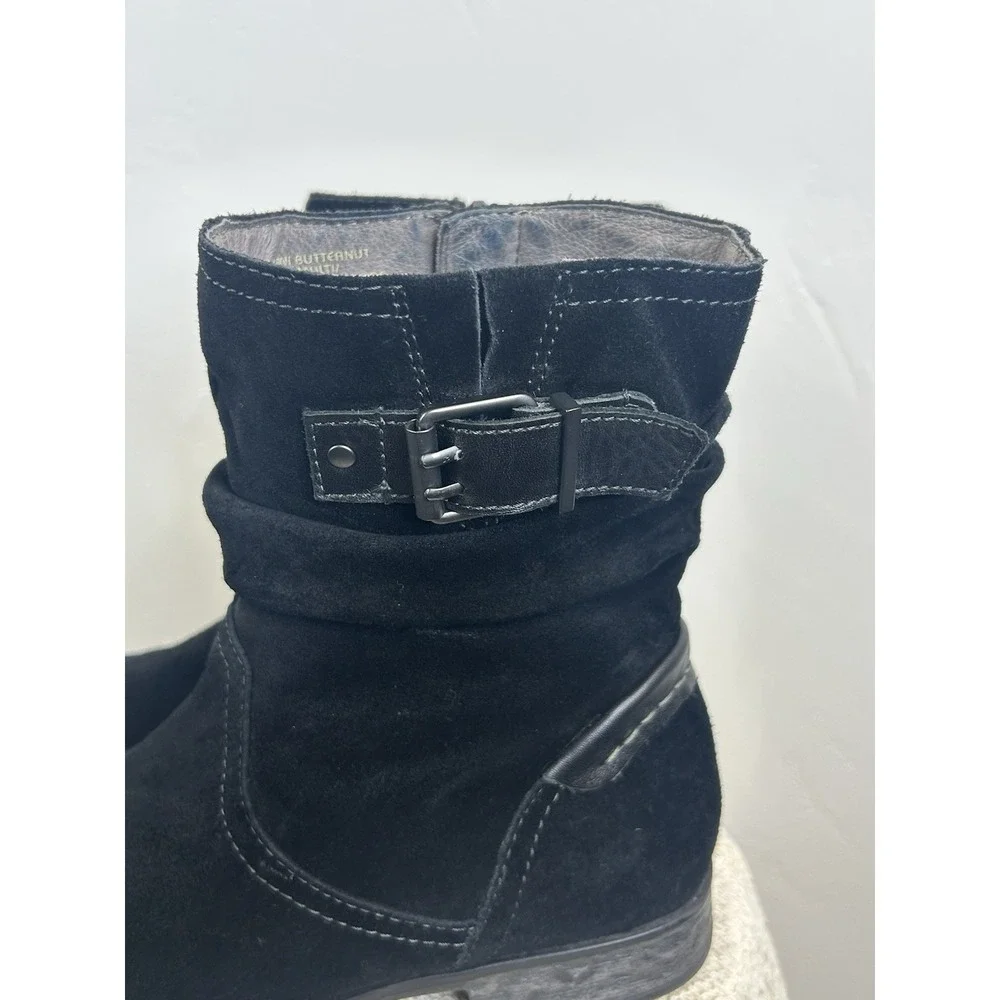 Suede Leather Black Boots Earth Slouch Style Size 10 Goth Western Boho Classic